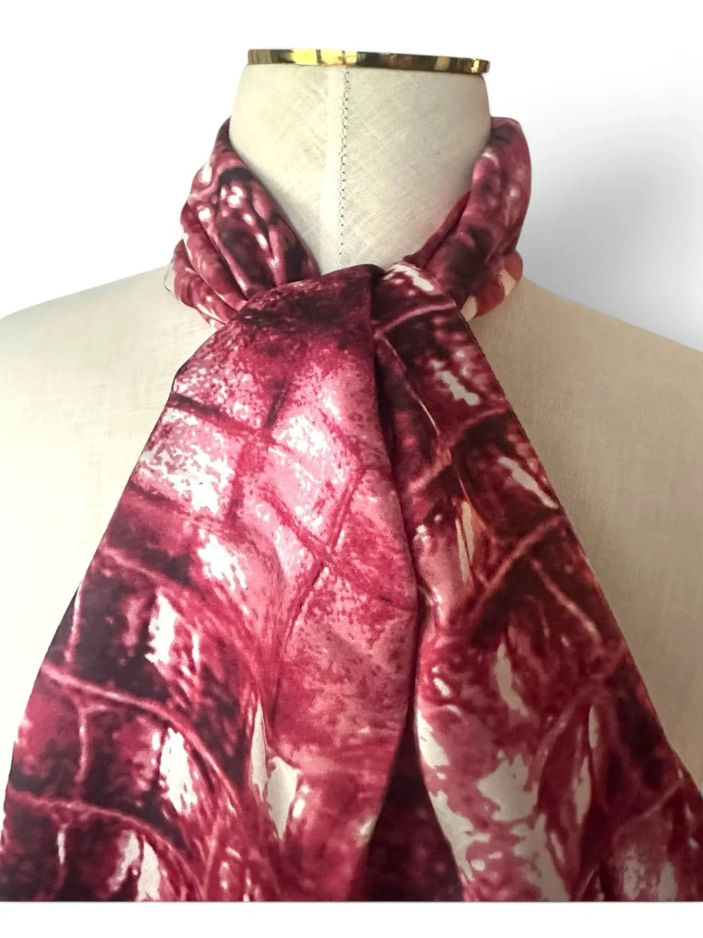 Nordstrom Burgundy Croc Print Long Scarf Wrap 19”x66” Statement Accessory